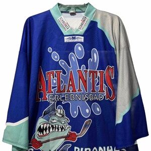 Metzen Athletic Munchen Jersey Men 2X Blue Stamped Atlantis Piranhas Jockey GMBH